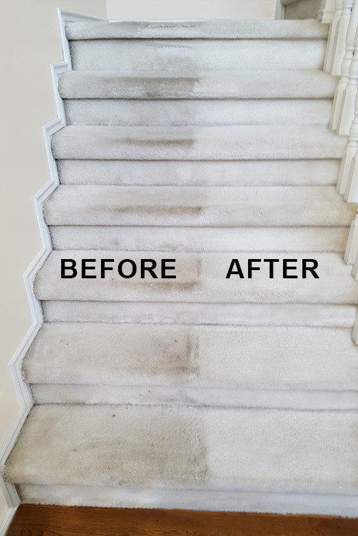 Stairs before and after cleaning